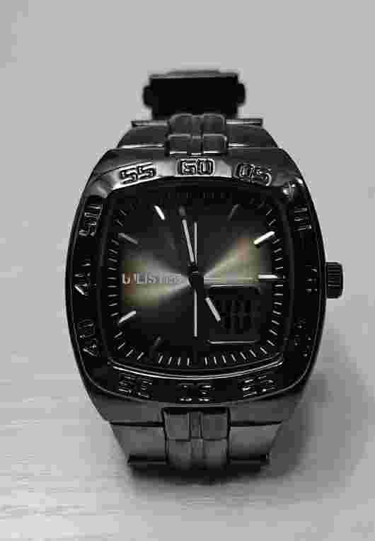 Unlisted By Kenneth Cole AnaDigi Men's Watch Metallic Silver Gray New Battery