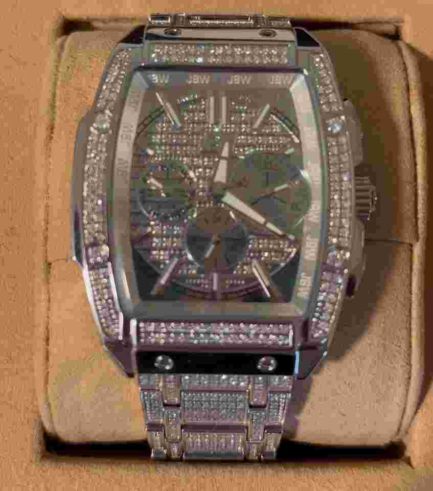 JBW Echelon Platinum Series PS570B 18K White Gold Diamond Encrusted Mens Watch