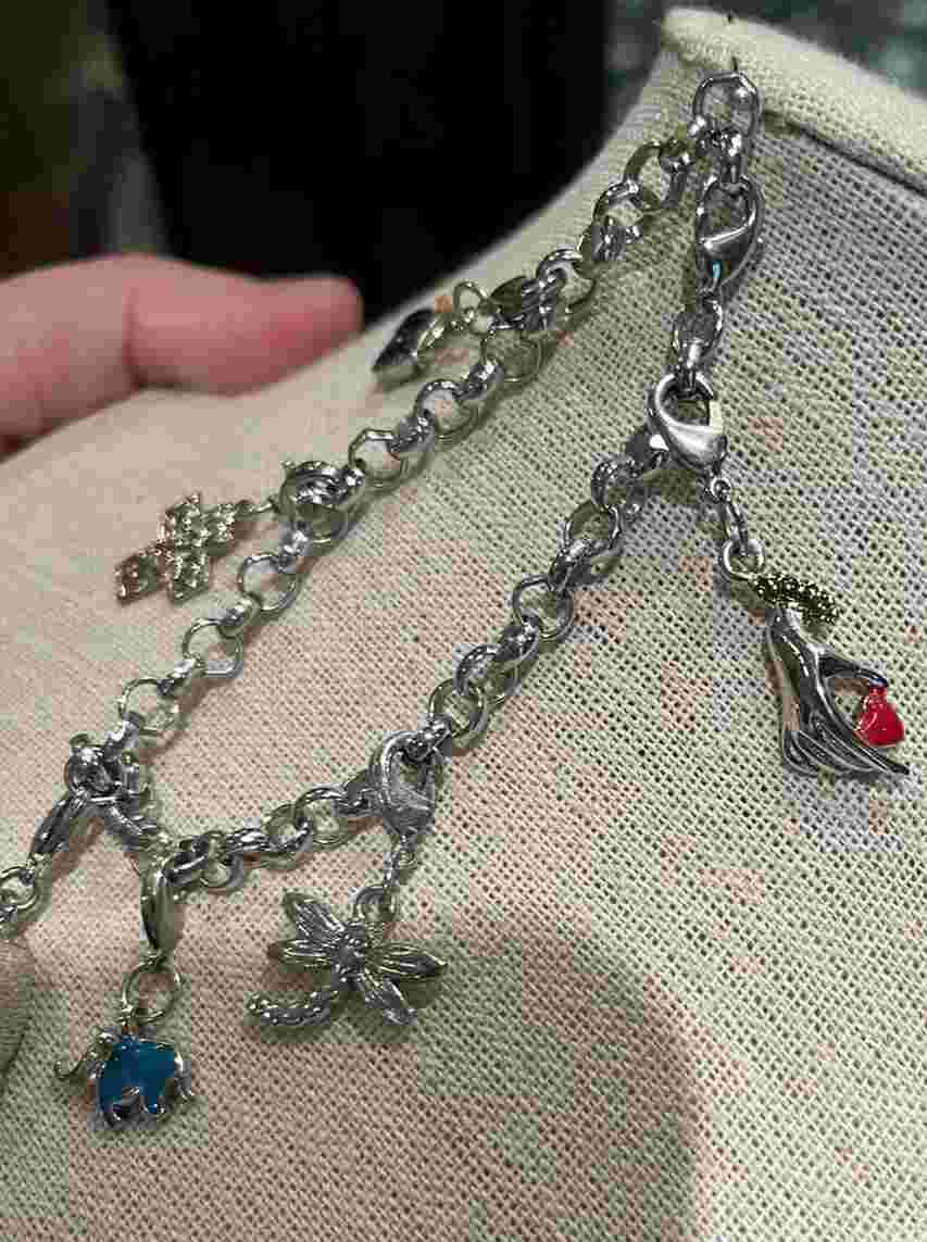 Charm Bracelet Angel Star Firefly Purse Elephant Hand Plus Watch Silver Toned