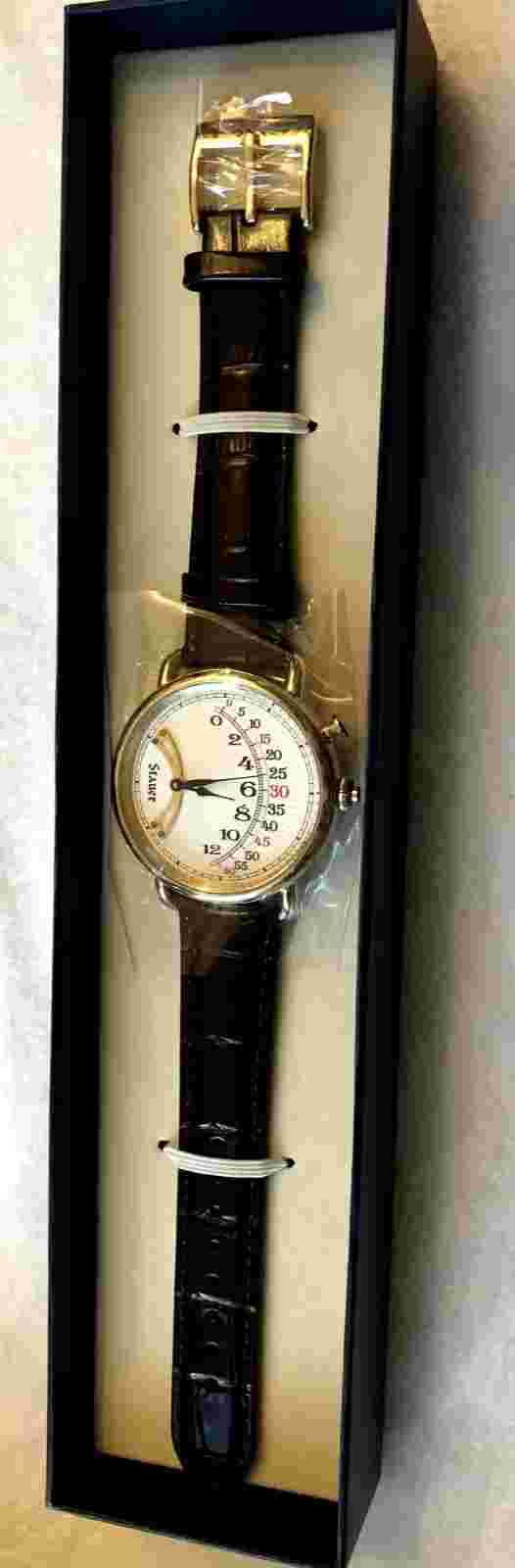 Stauer retrograde watch mens 43mm box papers 1920's style reproduction 55091