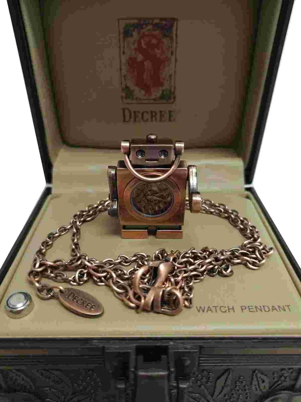 Decree Adorable Pendant Retro Robot Watch Copper Bronze Color Tone