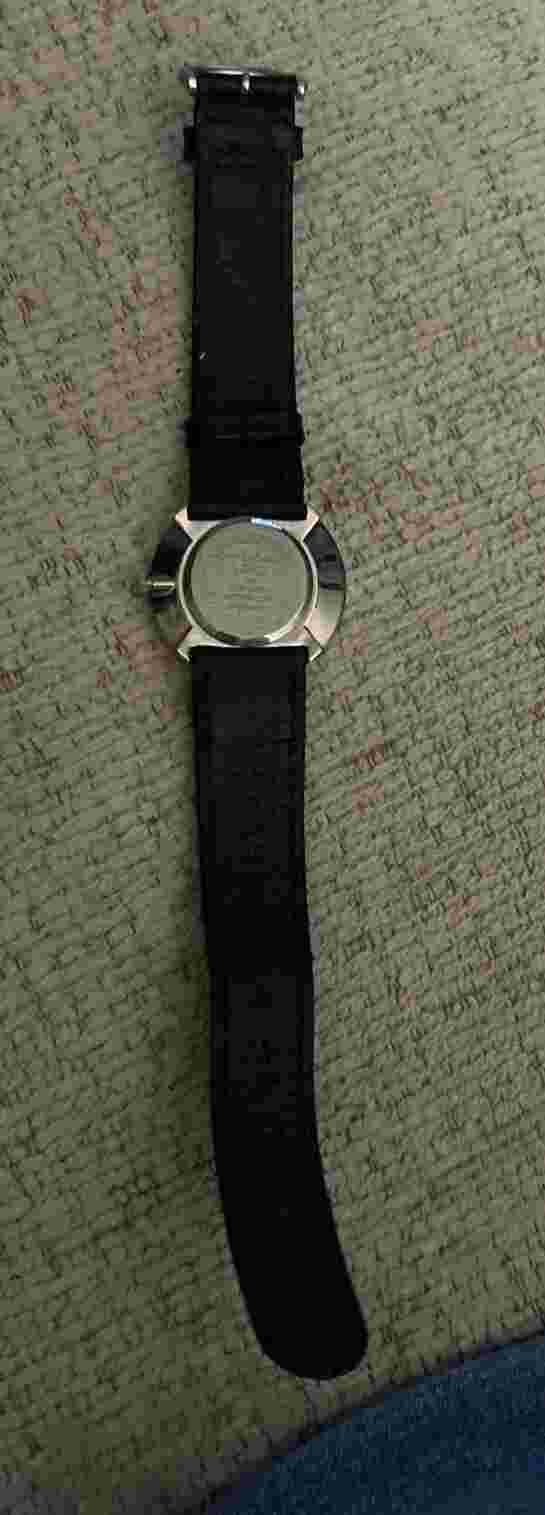 Express LA Women’s 9” Silvertone Watch New Battery Black Band W/Blue Tartan Pld