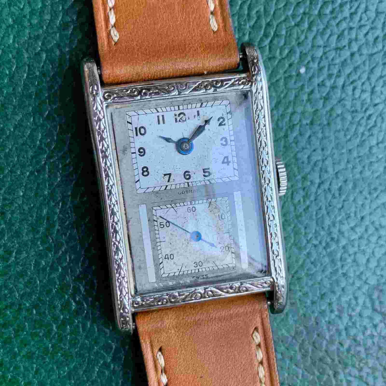 Vintage Gotham Doctor's Dial 14K Rolled Gold Plate Art Deco Wristwatch