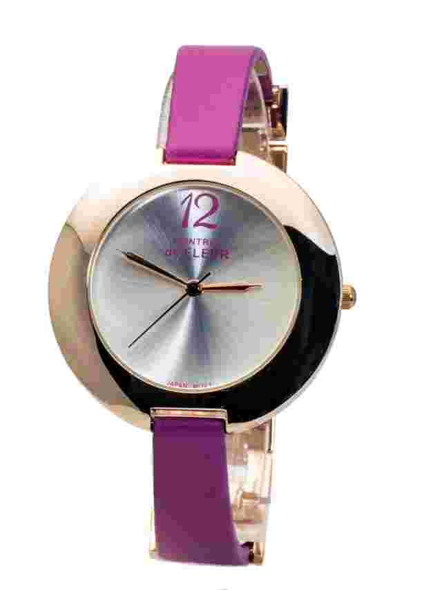 MONTRES deFLEUR:WOMENS' METAL WITH FUCHSIA COLOR LEATHER  ROSEGOLD FINISH WATCH
