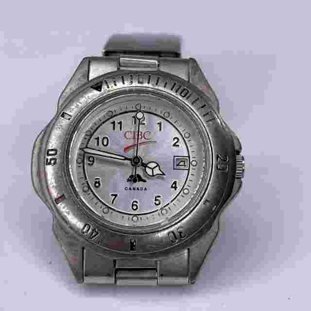 Very Rare 2002 Roots Women’s CIBC 25 Years Employee Bank Stainless Steel Watch