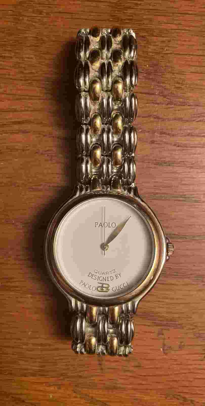 Vintage Gold Silver Designed By Paolo Gucci 487W Women's Watch - Rare Model
