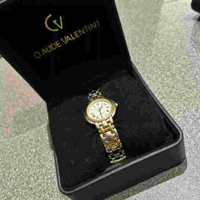 Claude Valentini La Zoer 18K Gold Plated Ladies Watch Boxed And Papers