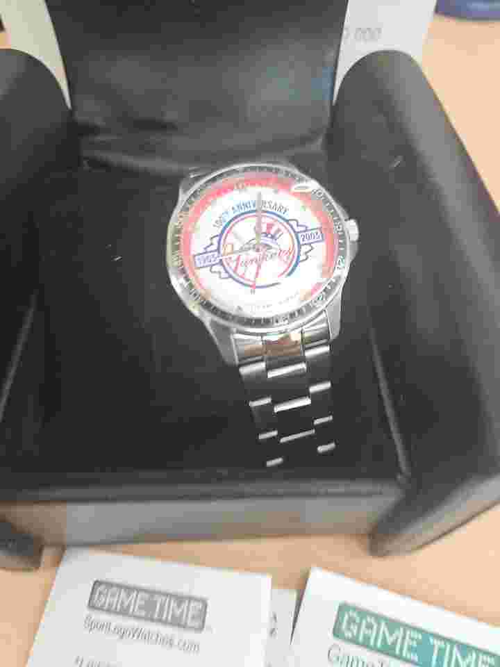Game Time New York Yankees 100Th Anniversary 1903-2003 Quartz Watch 7 3/4"