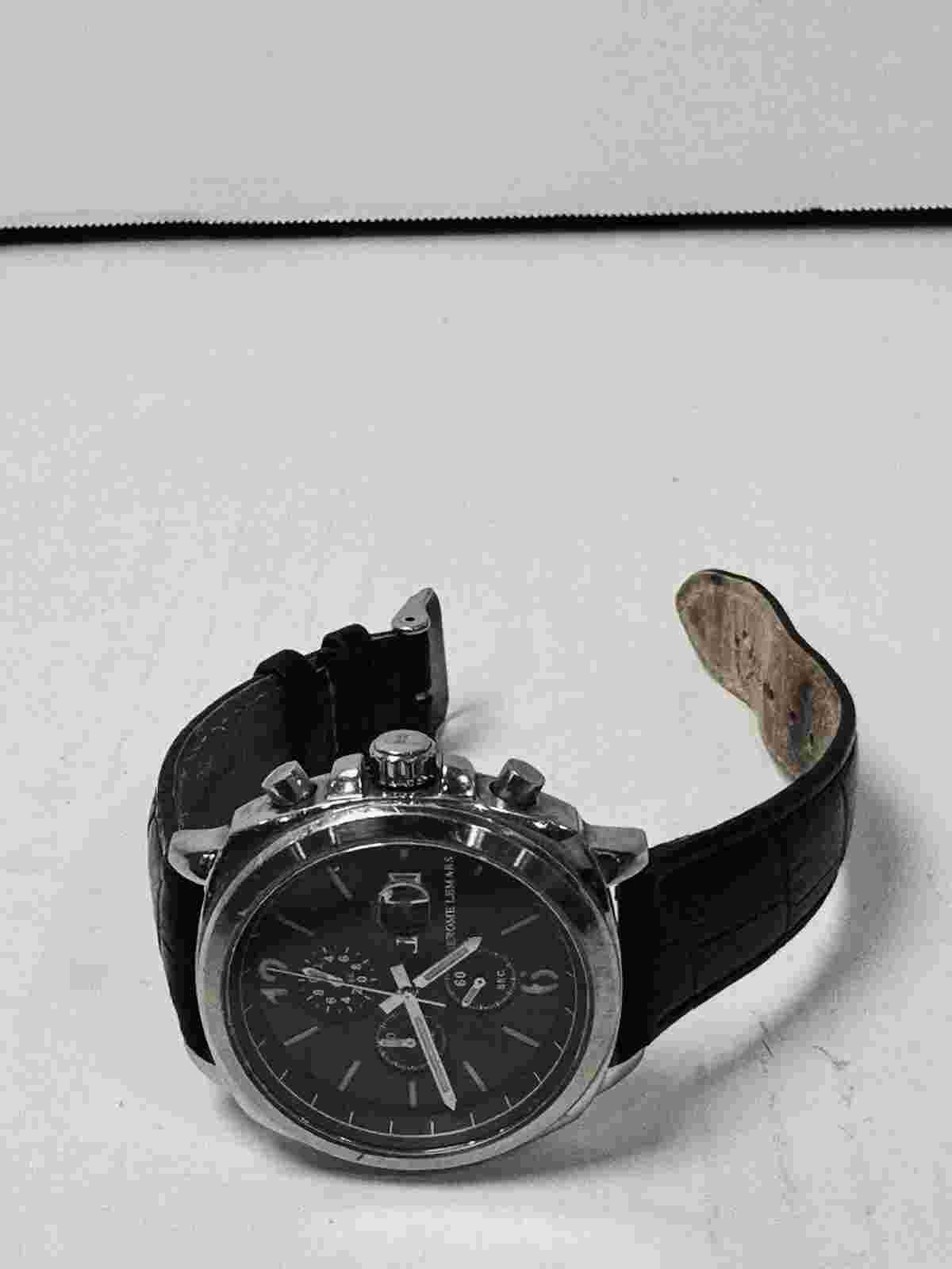 Men's Jerome Lemars Watch with Black Leather Band JL5555