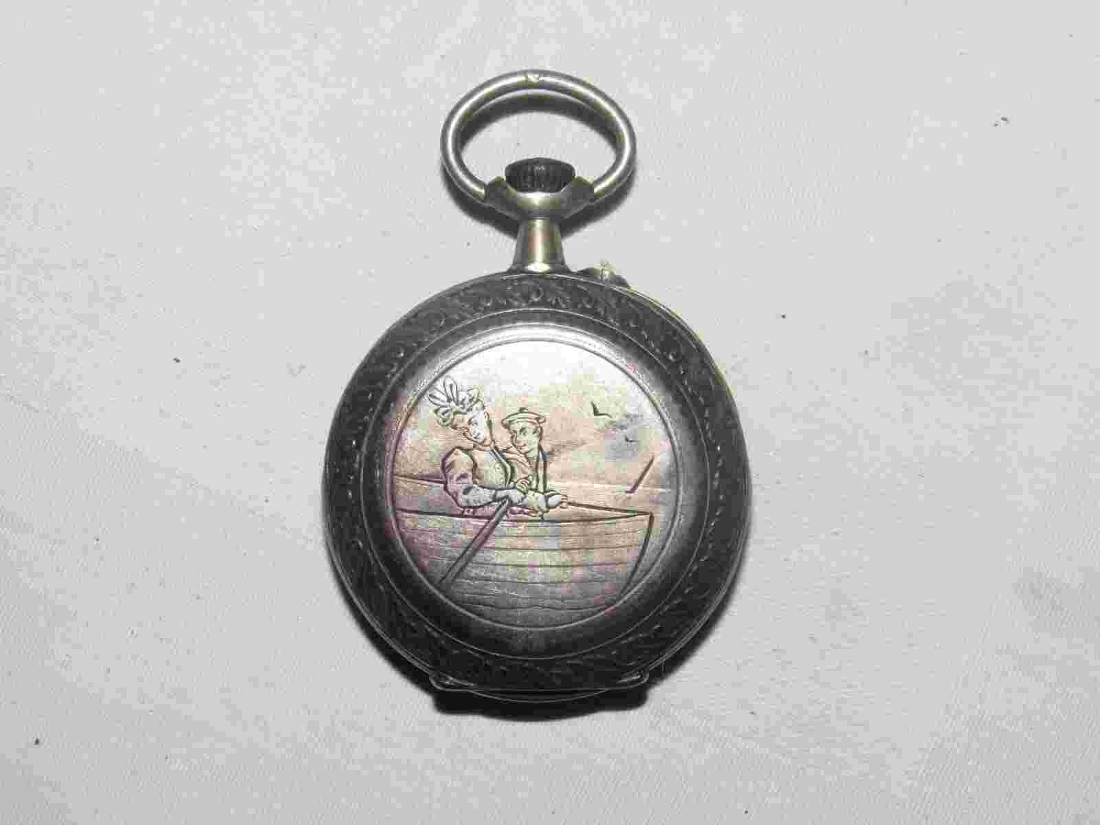 09J15 Old Watch Gusset Sterling Silver With Decoration Romantic