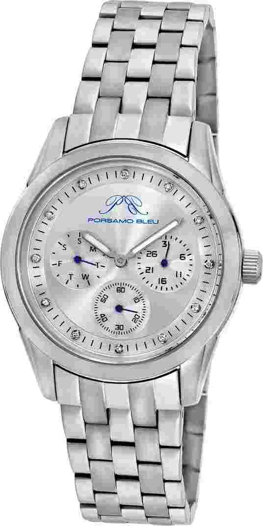 Porsamo Bleu Women's Diana Diamond Silver Tone Bracelet Watch, 741ADIS