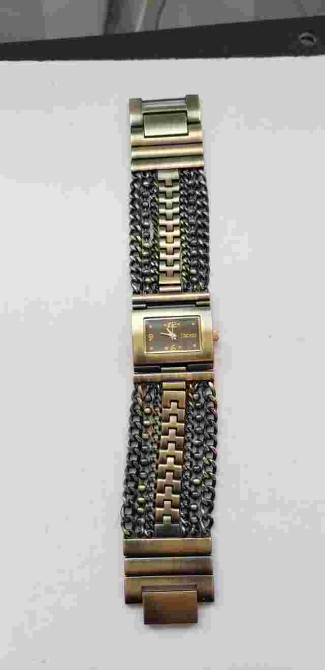 Decree Women Wristwatch Bronze Tone Quartz Analog Watch Wide Band Watch