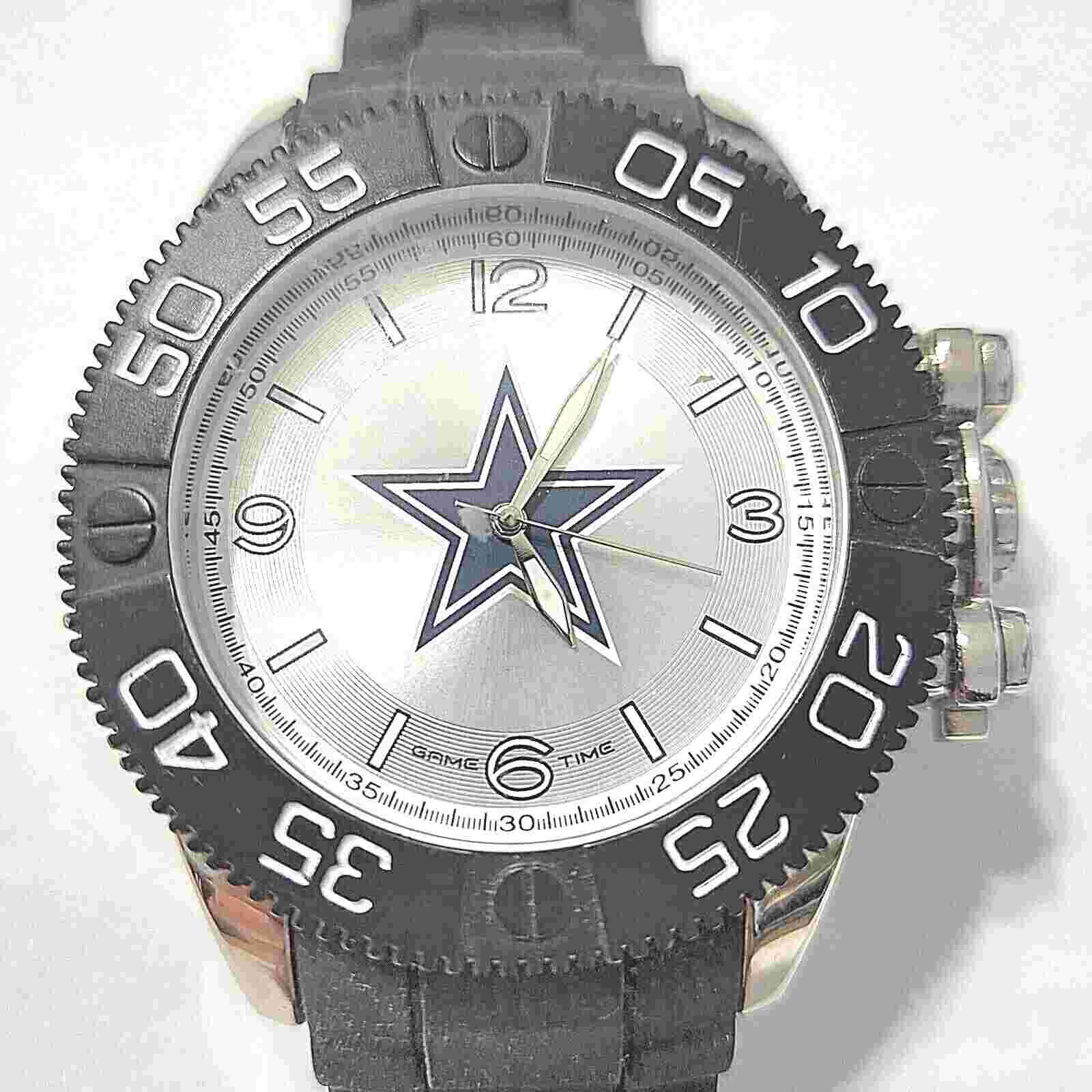 DALLAS COWBOYS MEN'S DIVER-STYLE WRISTWATCH WITH SILICONE BAND