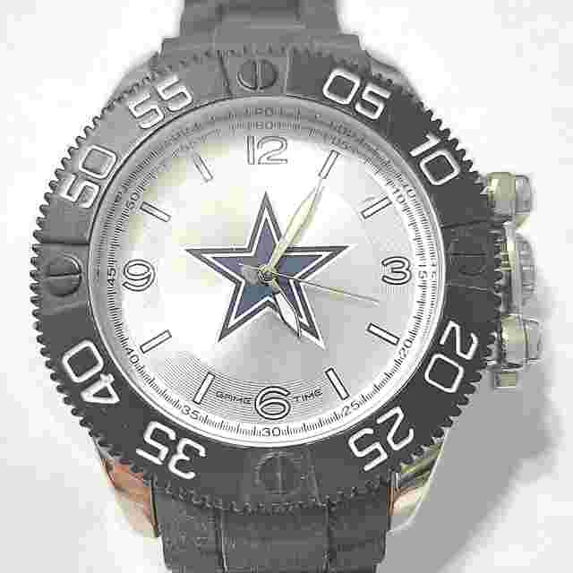 DALLAS COWBOYS MEN'S DIVER-STYLE WRISTWATCH WITH SILICONE BAND