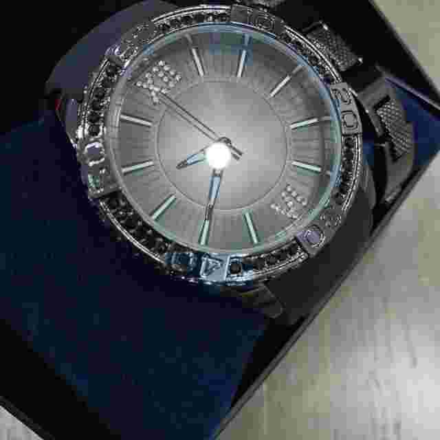 Sean John Men's Black Silicone Analog Watch & Chain Bracelet New SJC51030004