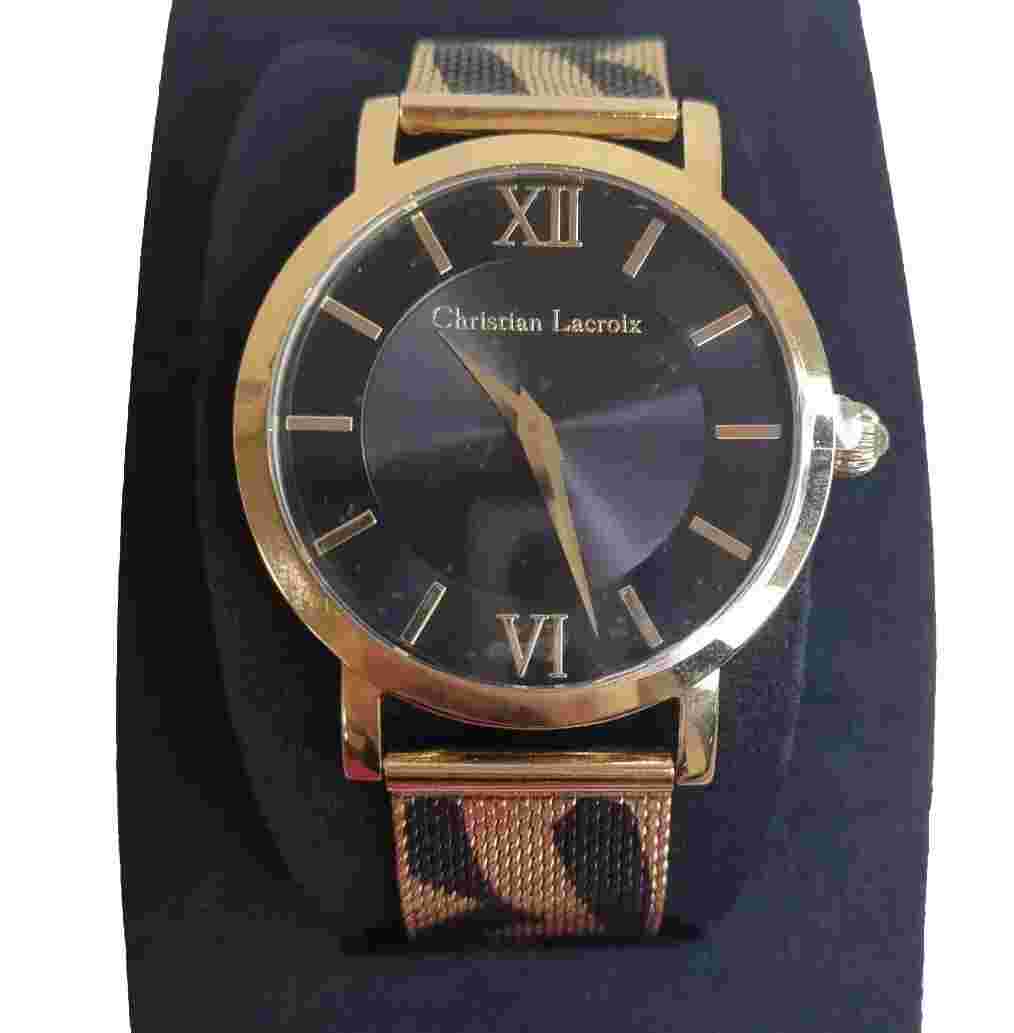 Christian Lacroix Gold & Black S Steel Ladies Wrist Watch New Old Stock CLWE48