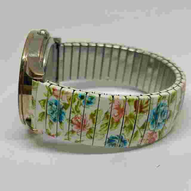 Decree ladies quartz watch 35mm pink rhinestones floral stretch band running