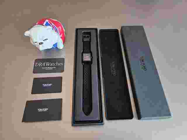 Tom Ford N.004 Watch; Rare Square Black; Stylish w/ Box & Papers + Extra Strap!