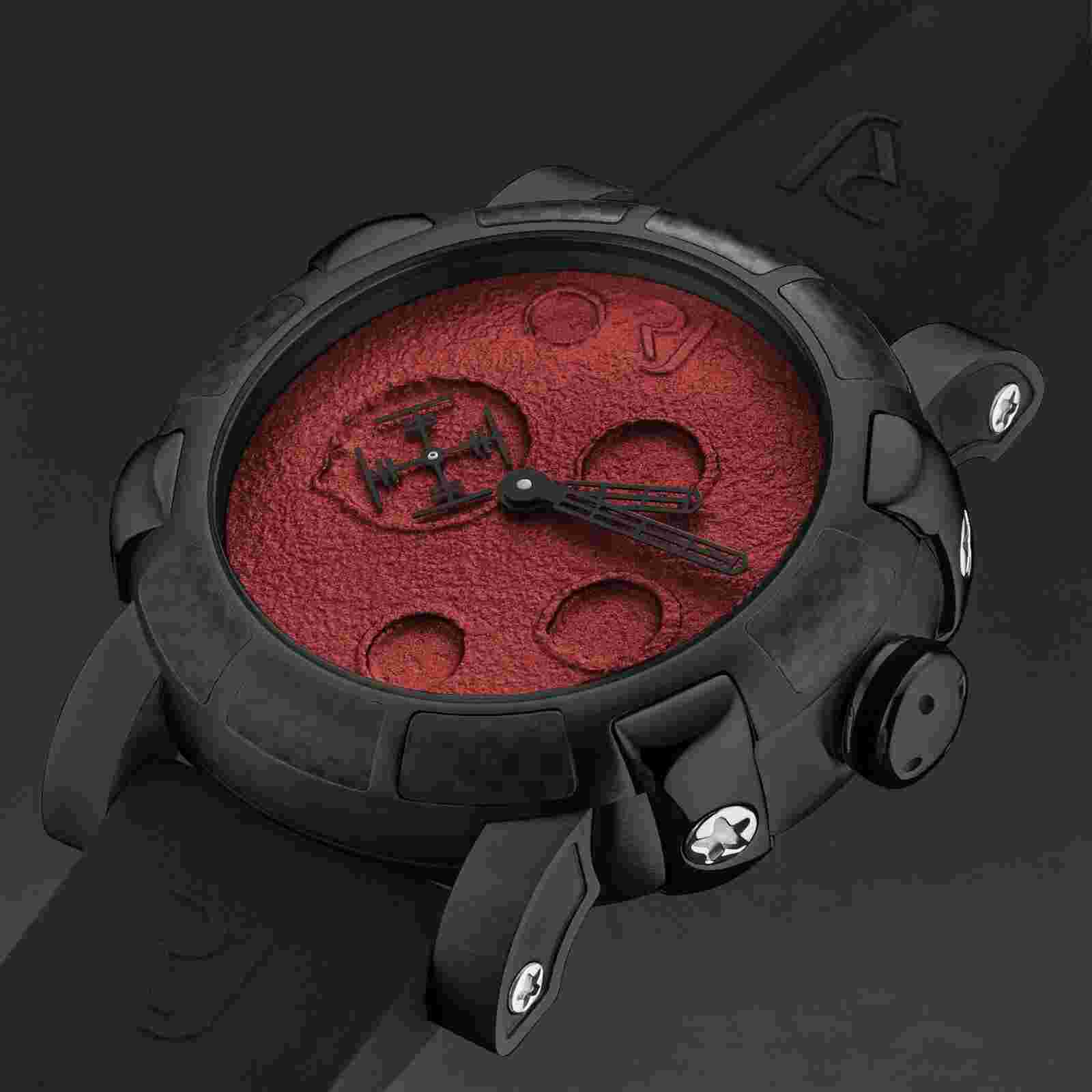 Romain Jerome Mens 'Moon Dust' Red Dial Black Strap Automatic RJ.MD.AU.701.20