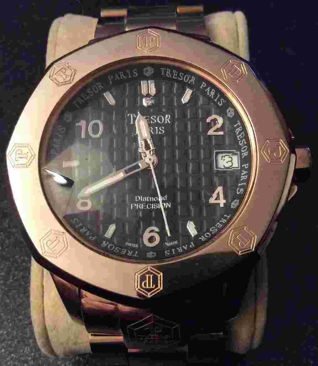 Tresor Paris Precision Stainless Steel Analogue Wristwatch with Diamond