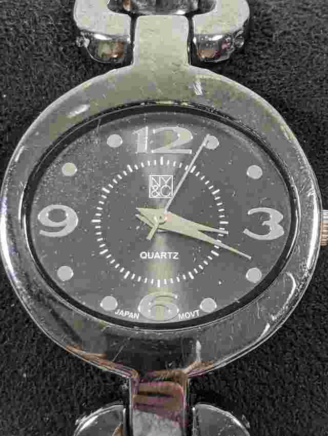 NYC Black Dial Round Case Gunmetal Gray Link Bracelet Band Watch