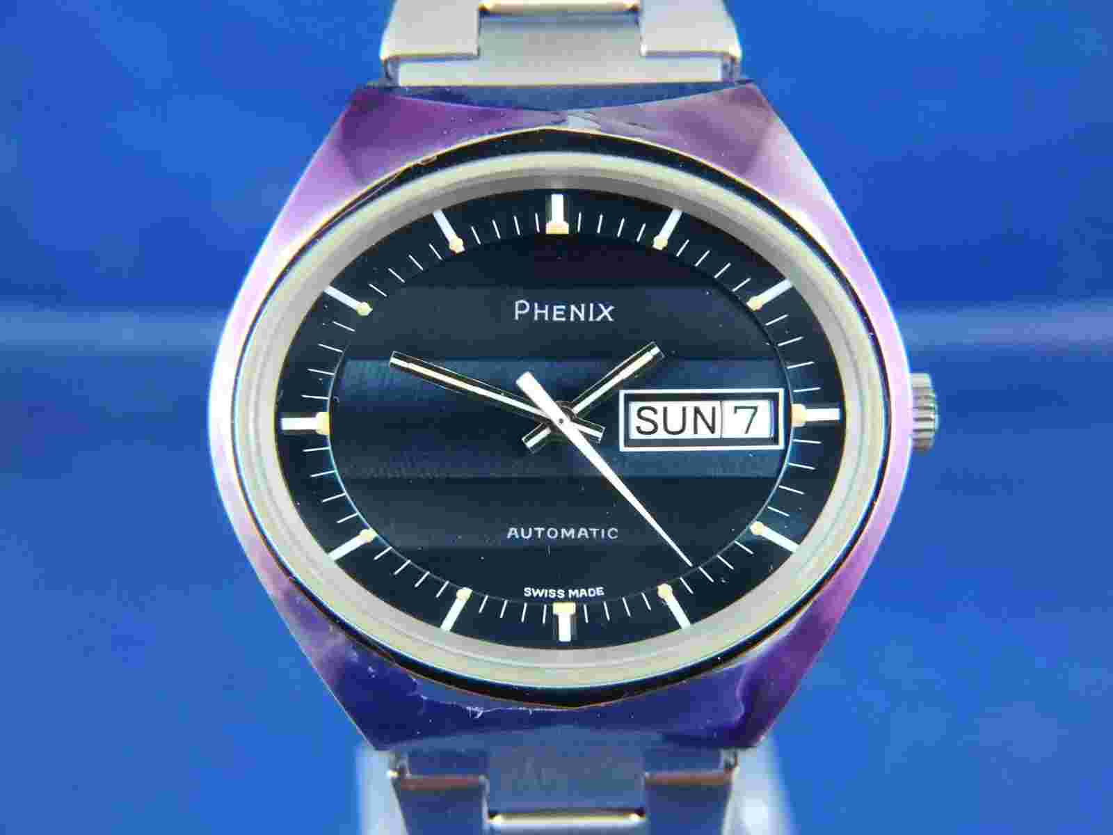 Phenix Revue Automatic Watch 1970s Swiss Vintage New Old Stock Cal ETA 2789-1