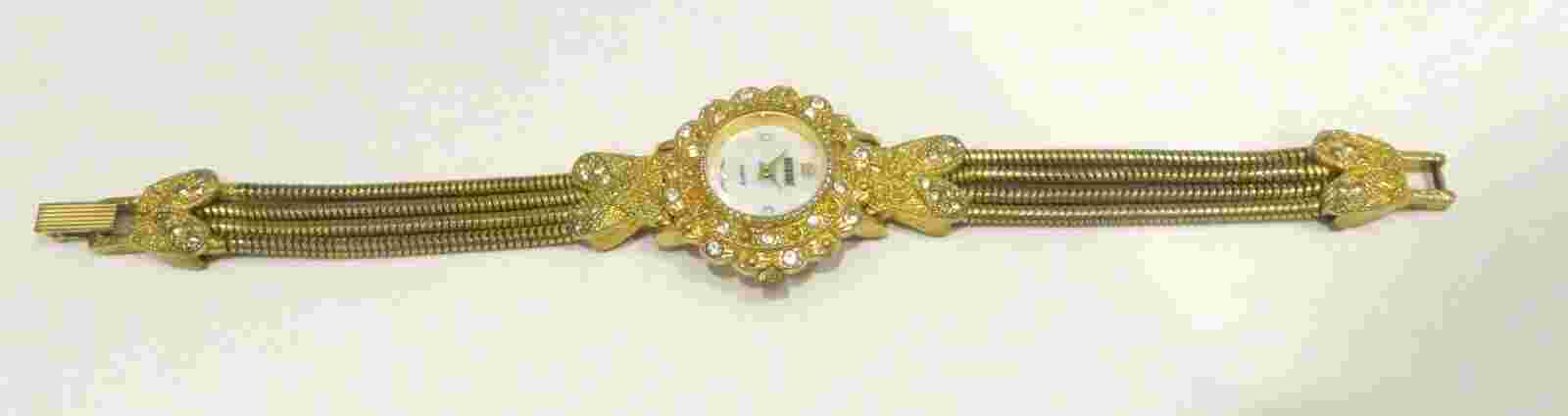 Woman's Gitano Gold Guilded Ornate Bracelet Style Watch - New Battery