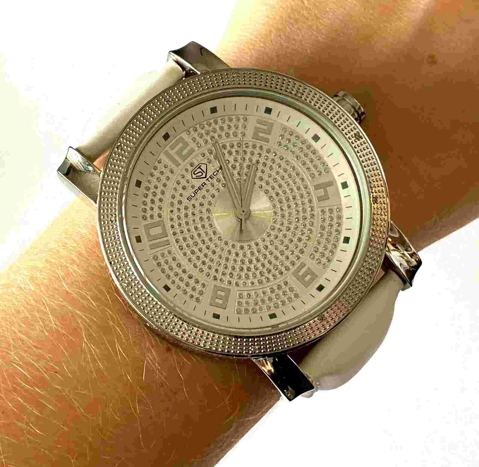 Super Techno I-5525 Quartz Massive Diamond Mens Watch Hip Hop Style Runs