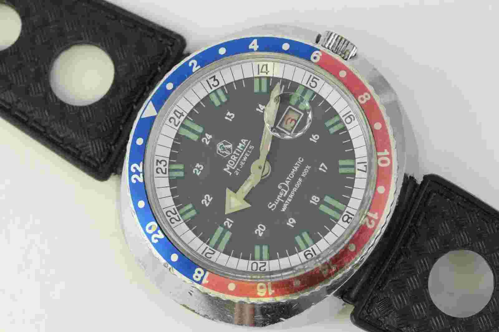 Vintage Mortima Supa datomatic Pepsi Bezel