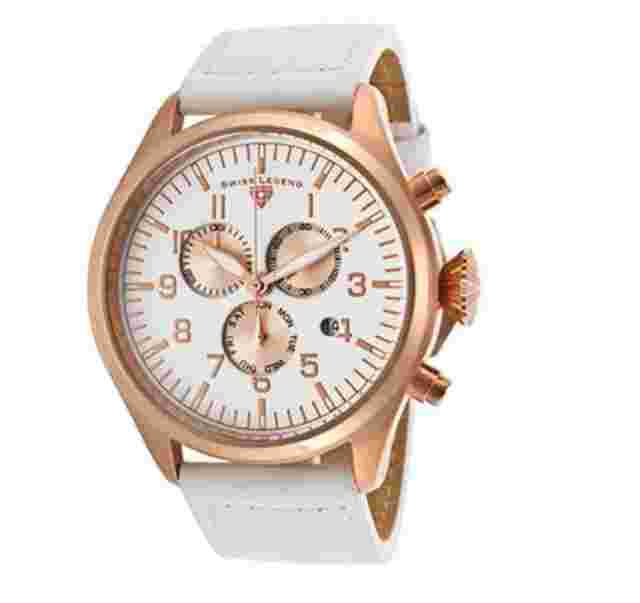 Swiss Legend Men's White Rose Gold Pioneer Genuine Leather Watch 2344