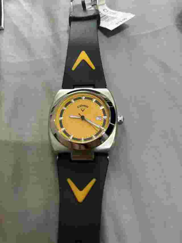 Callaway Golf Watch Mens Three Hand Date Yellow Wristwatch CY2035