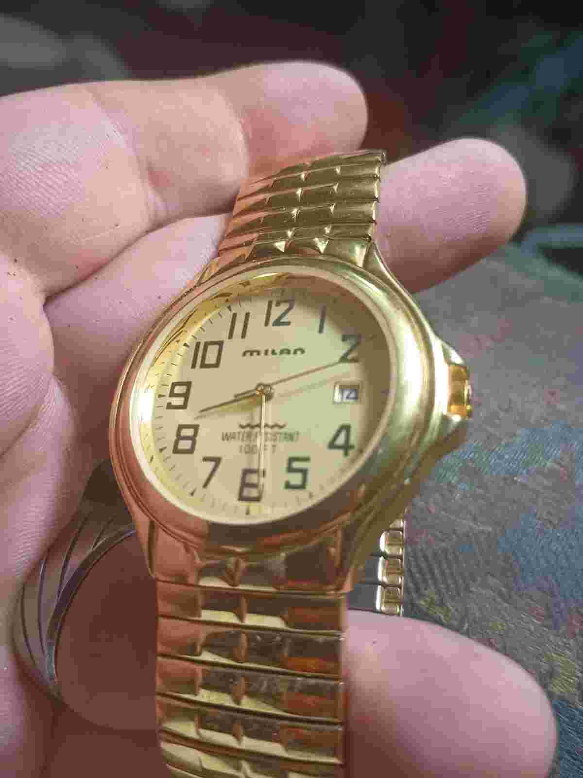 Milan Women's Gold Tone Watch With  Date Display New Battery