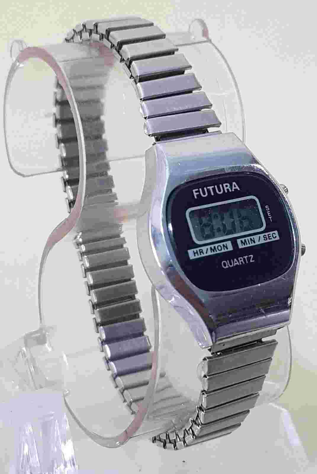 Vintage FUTURA Digital Quartz Watch Stainless Steel Silver Band...NEW BATTERY