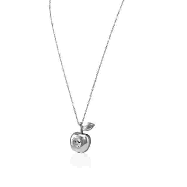 Marc Jacobs Quartz Silver Dial The Bauble Apple Pendant Ladies Necklace Watch