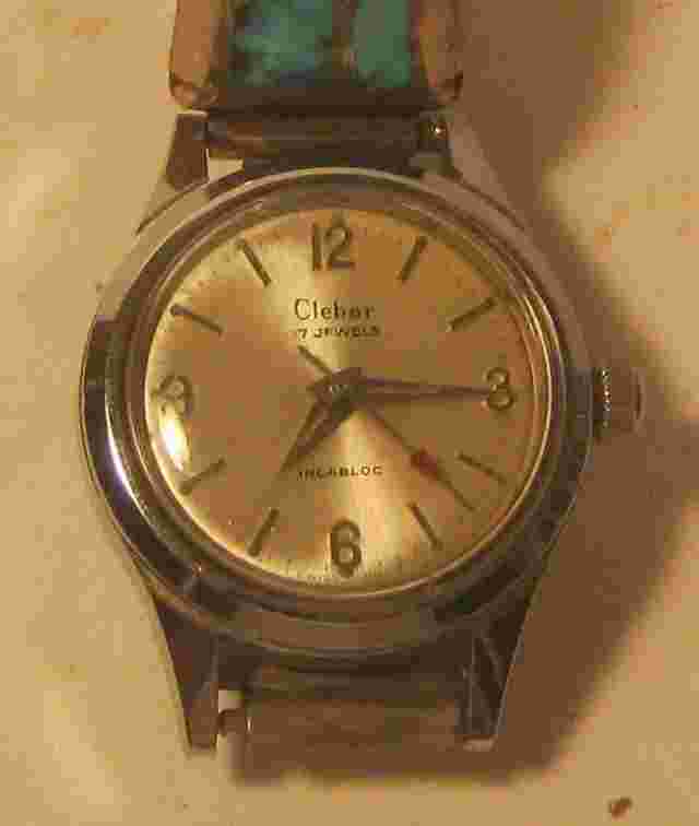 CLEBAR 17 Jewel Swiss INCABLOC Ladies Watch w Sterling Silver & Turquoise Band