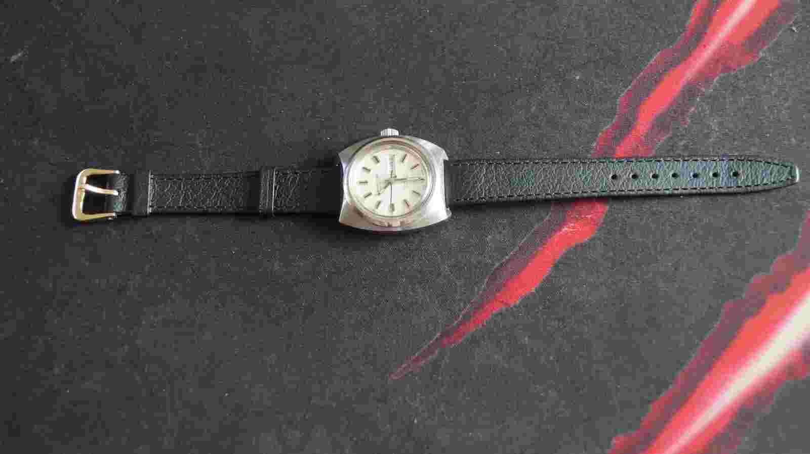 MIREXAL INCABLOC 7340 464 AUTOMATIC WATCH SILVER CASE 29X29MM DATE DAY@3 LEATHER