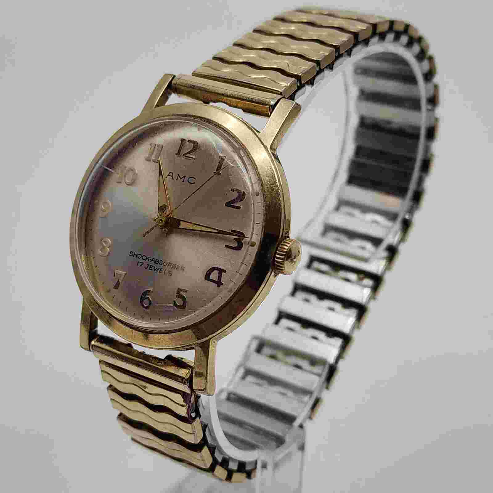 Vintage AMC Cal 11e4bb 17 Jewels Shock Absorber Watch Running Well