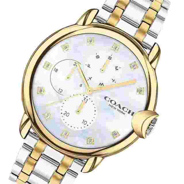 Coach 14503683 Arden Crystal Accent Day/Date Mother-of-Pearl Dial Women's Watch