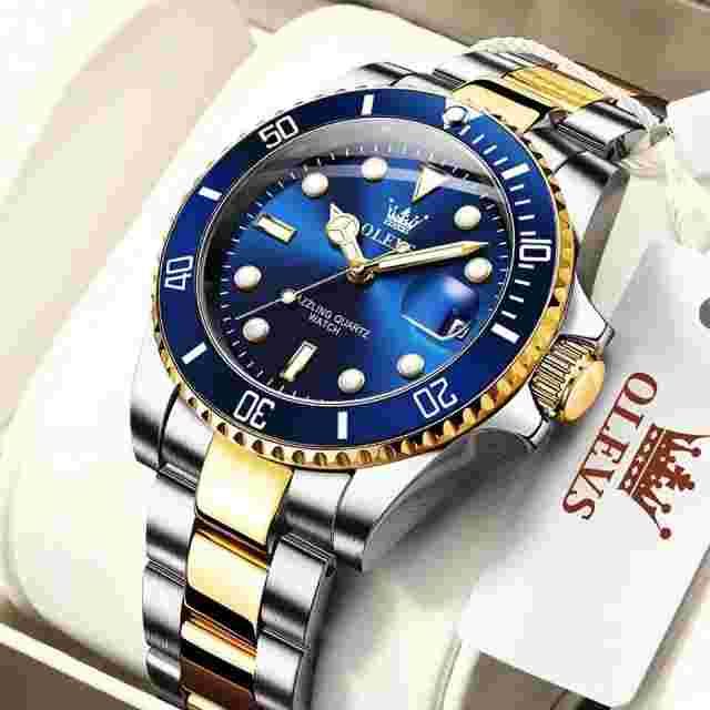 Reloj Dorado con Pulsera de Oro Acero Relojes Formales Elegantes para Hombres