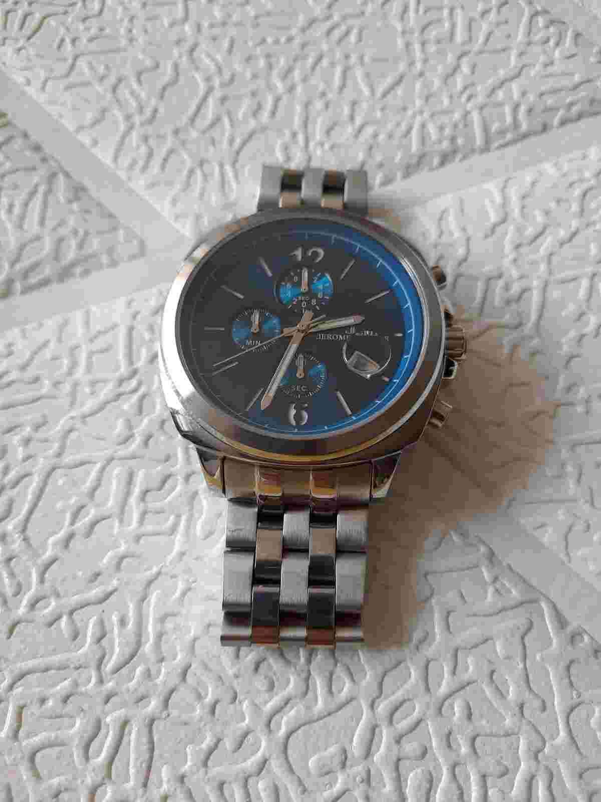 Jerome Lemars Seurat Chronograph Quartz Blue Dial 45 mm Stainless Steel Leather