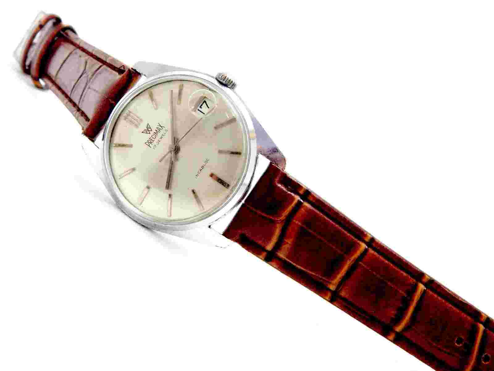 Vintage Watch PRECIMAX Hand Winding 17 Jewels Case Steel 35mm Men 1950c Working