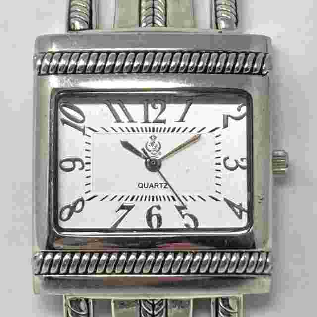 Premier Designs Cuff Watch Women 31mm Silver Tone Hinged New Battery 6.25"