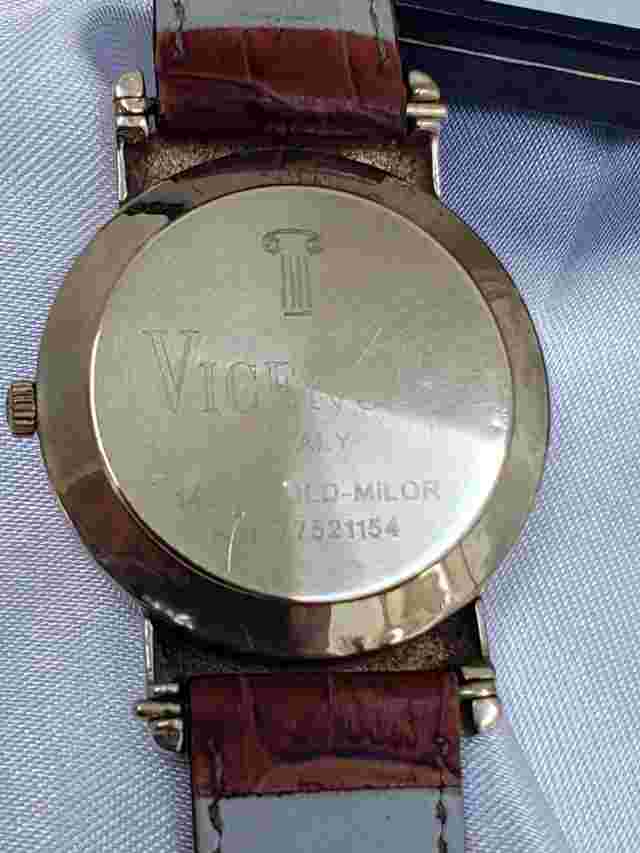 Vicence Italy 14K Solid Gold With Diamond Accents Watch w/Box And Straps