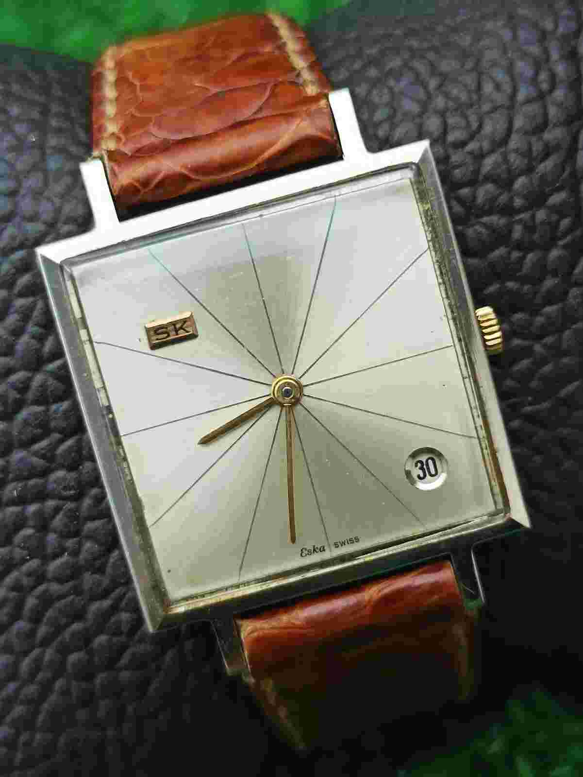 ELEGANT-STYLE ESKA TANK WATCH SWISS MADE SQUARED TINY MEN VERY RARE