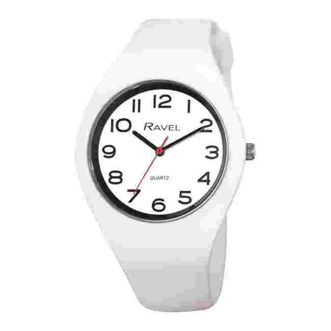 Men's Ladies Unisex Comfort Fit Silicone Watch - White Strap .44New