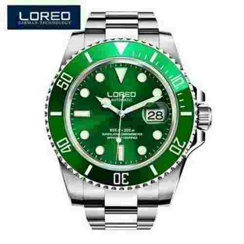 LOREO Marine HULK Automatic 200M Green Face Bezel Sapphire Crystal 40MM NEW Watc