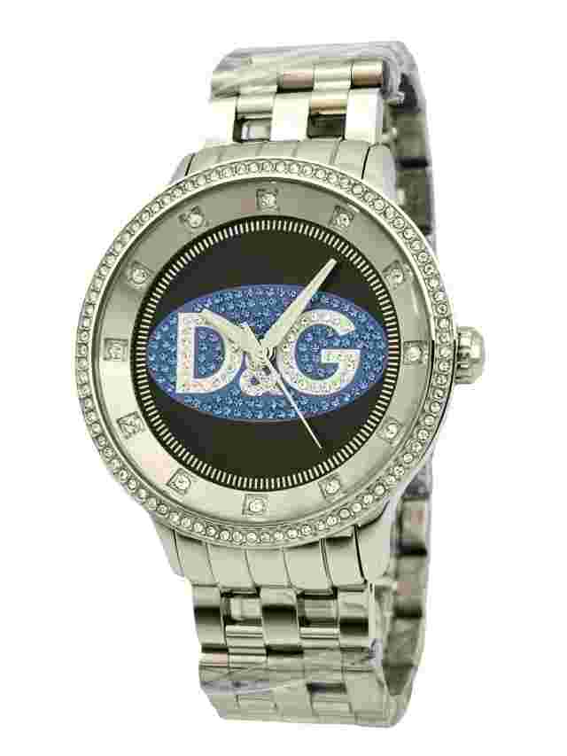 D&G Prime Time Ladies DW0849 Stone Bezel Blue Dial Stainless Steel Bracelet Watc