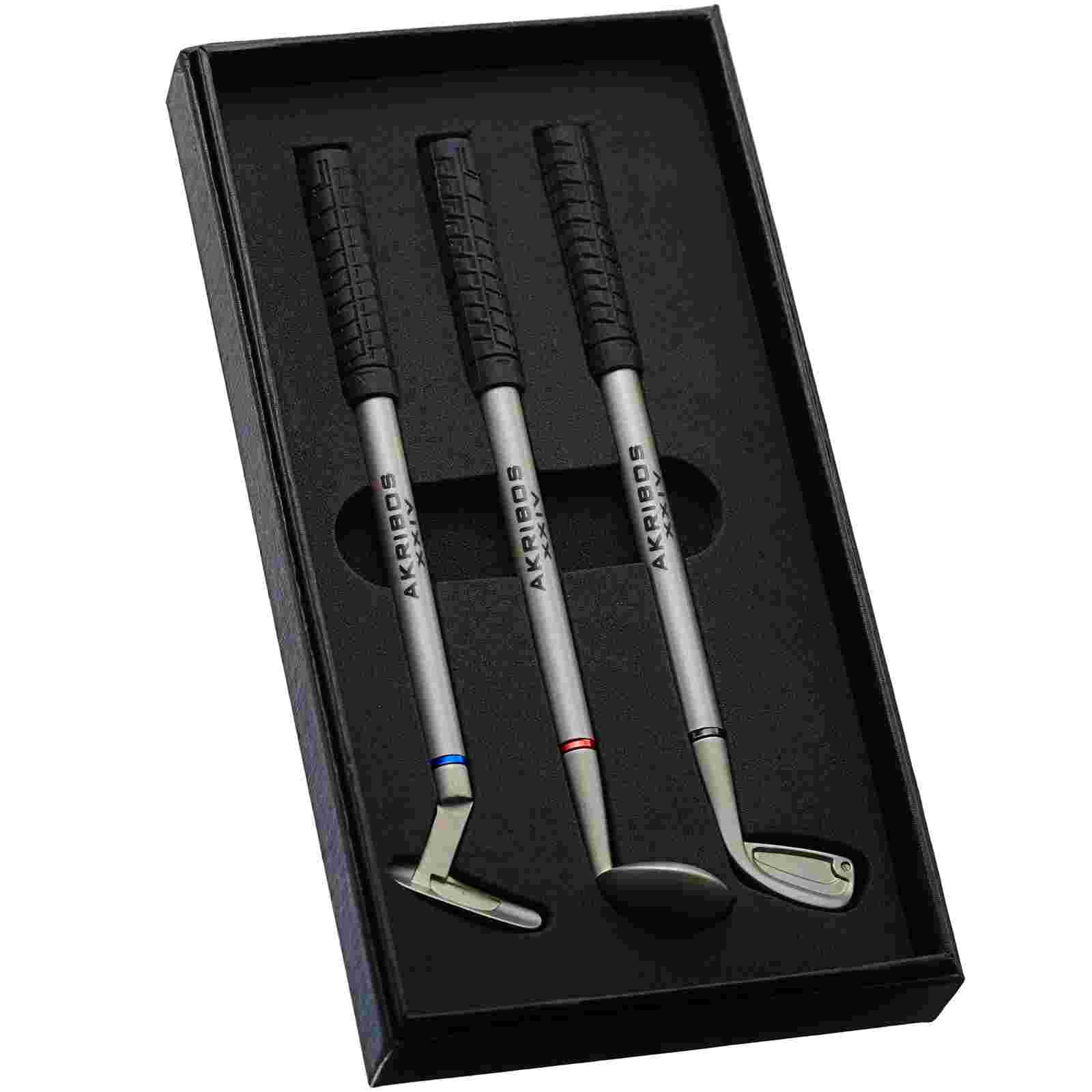New Akribos XXIV Golf Club Ballpoint Pen Stainless Steel 3 Piece Gift Set