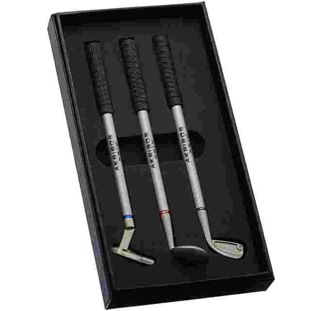 New Akribos XXIV Golf Club Ballpoint Pen Stainless Steel 3 Piece Gift Set