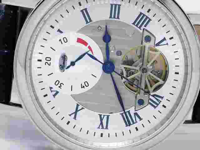 NEW ROMILLY EARHART OPEN HEART AUTOMATIC SKELETON WATCH SILVER POWER RESERVE